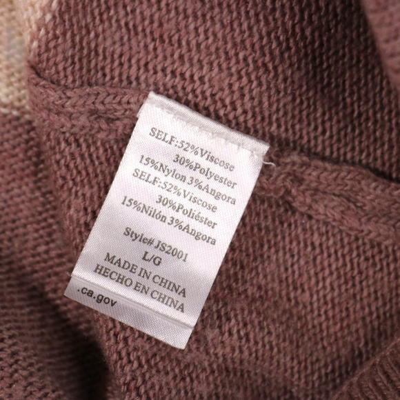 Ling Cotton Sweater Women Large Block Color Angora Rabbit Hair Blend - Picture 4 of 11